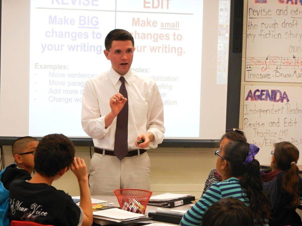 James Talarico teaching in a classroom